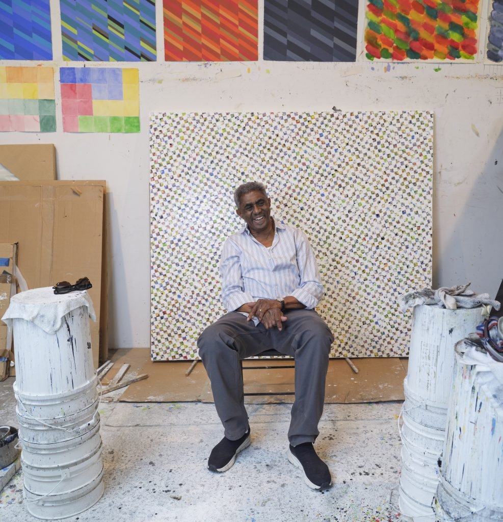 James Little in his Williamsburg, Brooklyn, studio with one of his 