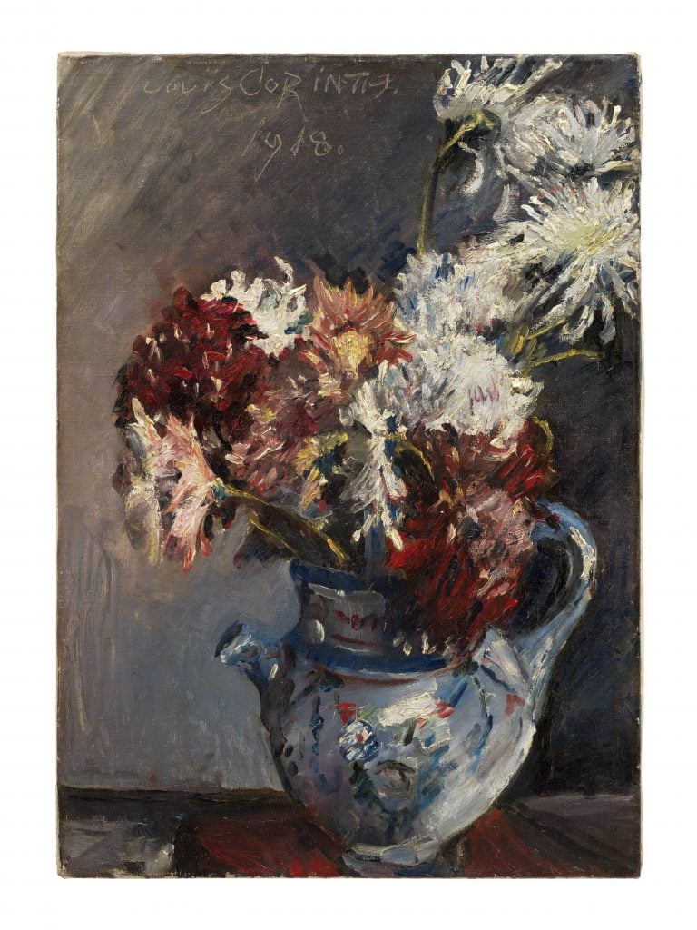 Lovis Corinth, Chrysanthemen im Krug (1918). Courtesy of Galerie Karsten Greve.