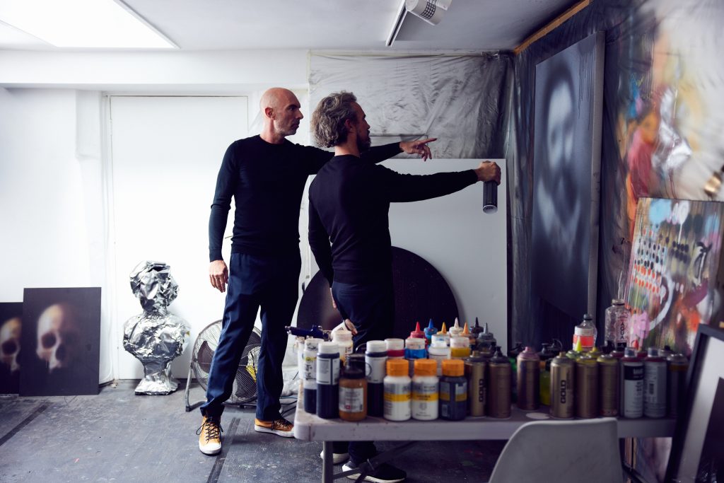 Artists and brothers Roberto and Renato Miaz in their studio. Courtesy of Maddox Gallery. Photo: Alun Callender.
