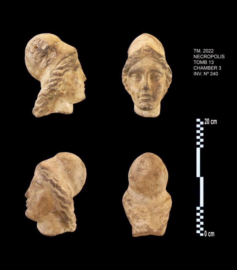 Archaeologists discovered this alabaster head at                excavations beneath Tapuziris Magna Temple near                Alexandria. Photo courtesy of the Egyptian Ministry of                Tourism.