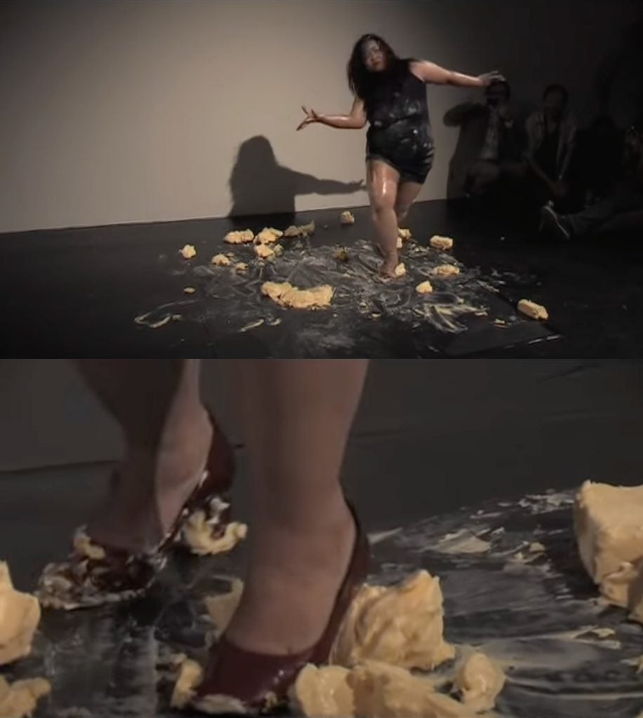 Melati Suryodarmo, Exergie – Butter Dance, at the Lilith Performance Studio, Malmo, Sweden (2012).