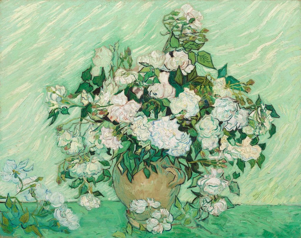 Vincent van Gogh, Roses (1890). Collection of the National Gallery of Art, Washington, DC, gift of Pamela Harriman in memory of W. Averell Harriman, 1991.