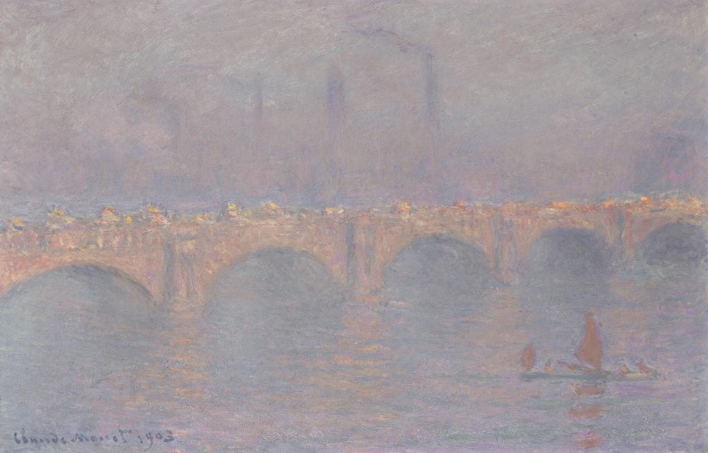 Claude Monet, <i>Waterloo Bridge, soleil voilé</i> (1899-1903). Courtesy of Christie's Images, Ltd.