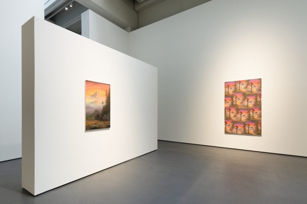 Installation view of "Neil Raitt: Tangerine Sunset," 2022. Courtesy of Galerie Judin, Berlin. Photo: Kathrin Hammer.