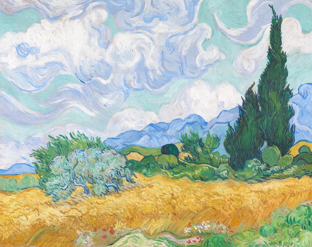 Vincent van Gogh, <em>A Wheatfield, With Cypresses</em> (1889). Photo ©the National Gallery, London.