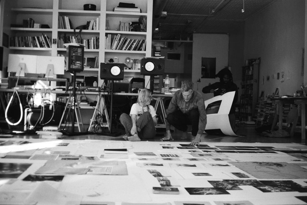 Patti Smith and Stephan Crasneanscki in Soundwalk Collective's studio in NYC. Photo: Satya Crasneanscki.