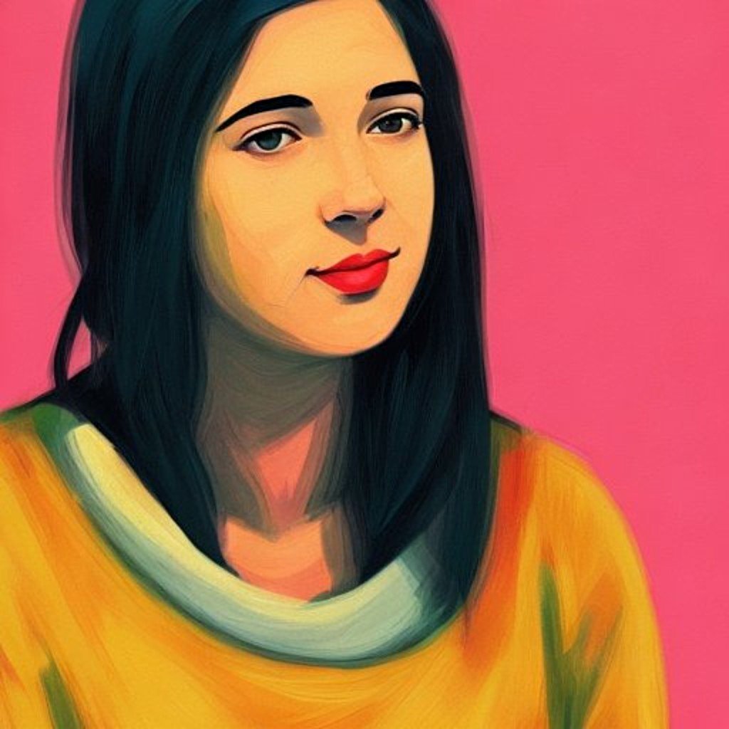 This Lensa Magic Avatar of Artnet News senior writer Sarah Cascone in what appears to be the "Pop" style is vaguely reminiscent of the work of Alex Katz. Image courtesy of Lensa. 