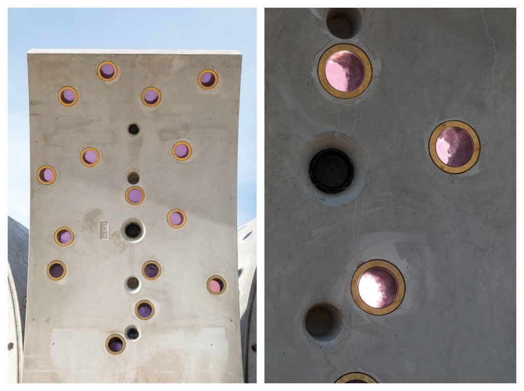 Detail images of the Biennale "tulip" which will soon be on view in Tuscany. Courtesy of Virginia Overton Studio. 