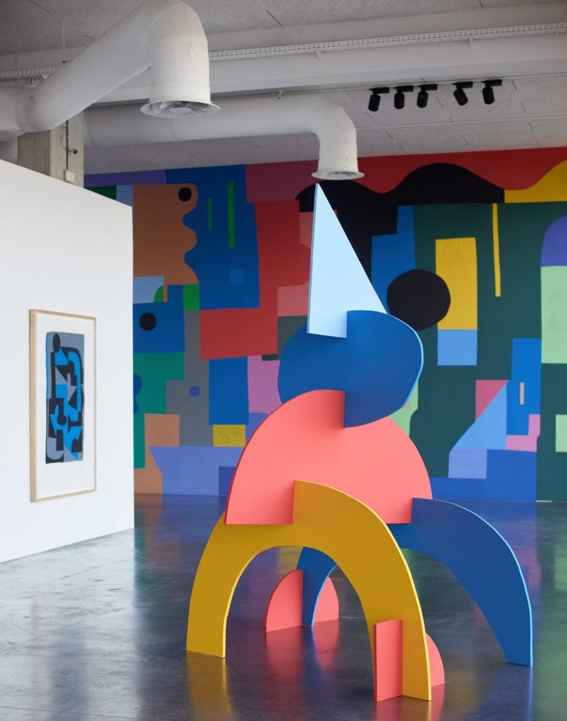 An installation view from the 2021 "Paintings and Wall Drawings" exhibition in Rouen, France. Courtesy of the artist. 