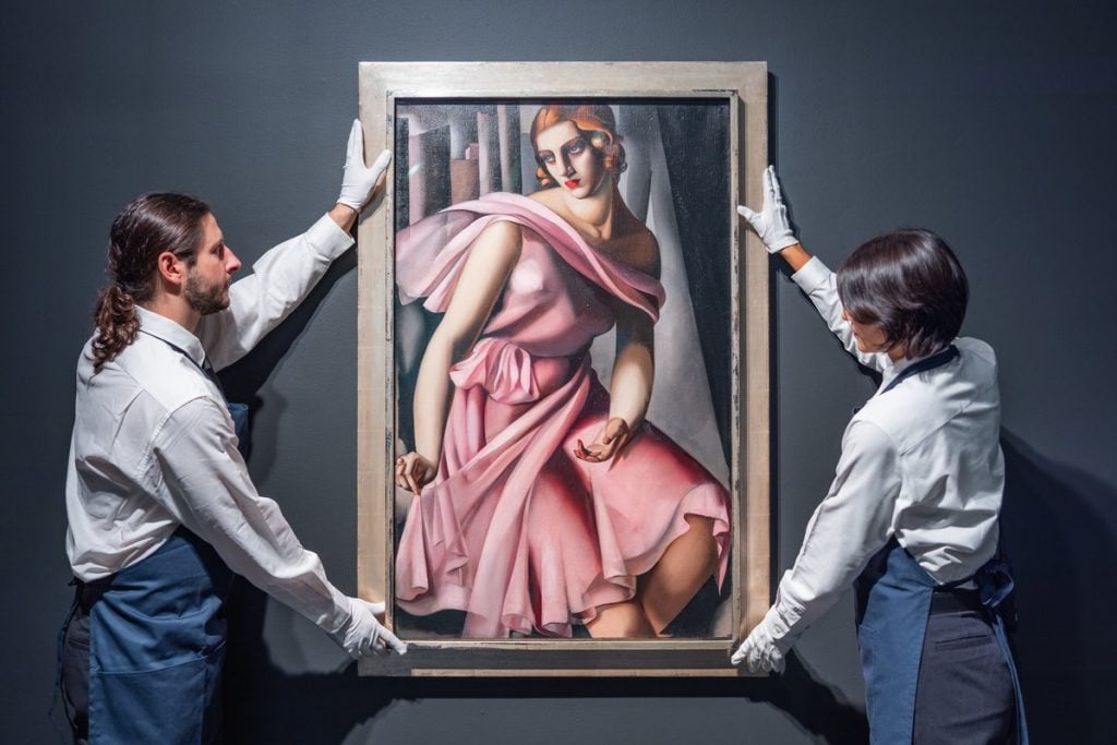 Tamara de Lempicka's Portrait de Romana de la Salle ahead of Sotheby's November auction. Courtesy of Sotheby's.
