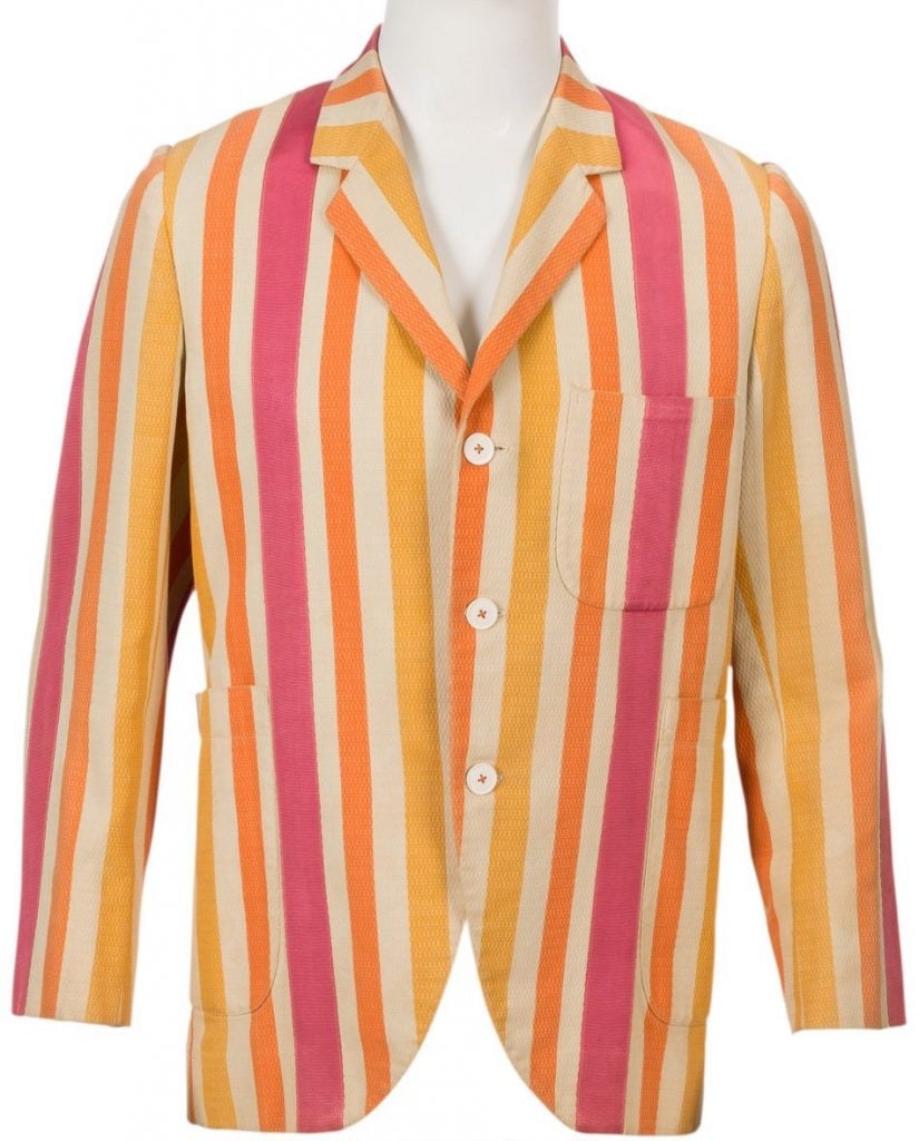 Dick Van Dyke's pink-and-yellow-striped jacket from his role as Burt in <em>Mary Poppins</em> (1964) sold for $200,000 at Heritage Auctions. Photo courtesy of Heritage Auctions.