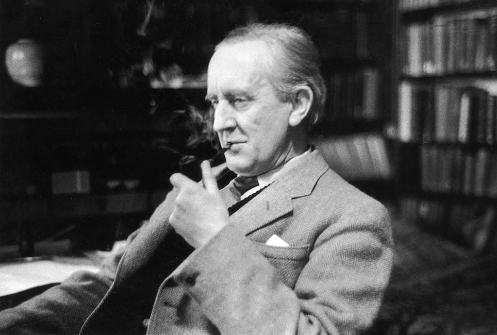 British writer J. R. R. Tolkien at Merton College, Oxford. Photo: Haywood Magee/Picture Post/Hulton Archive/Getty Images.
