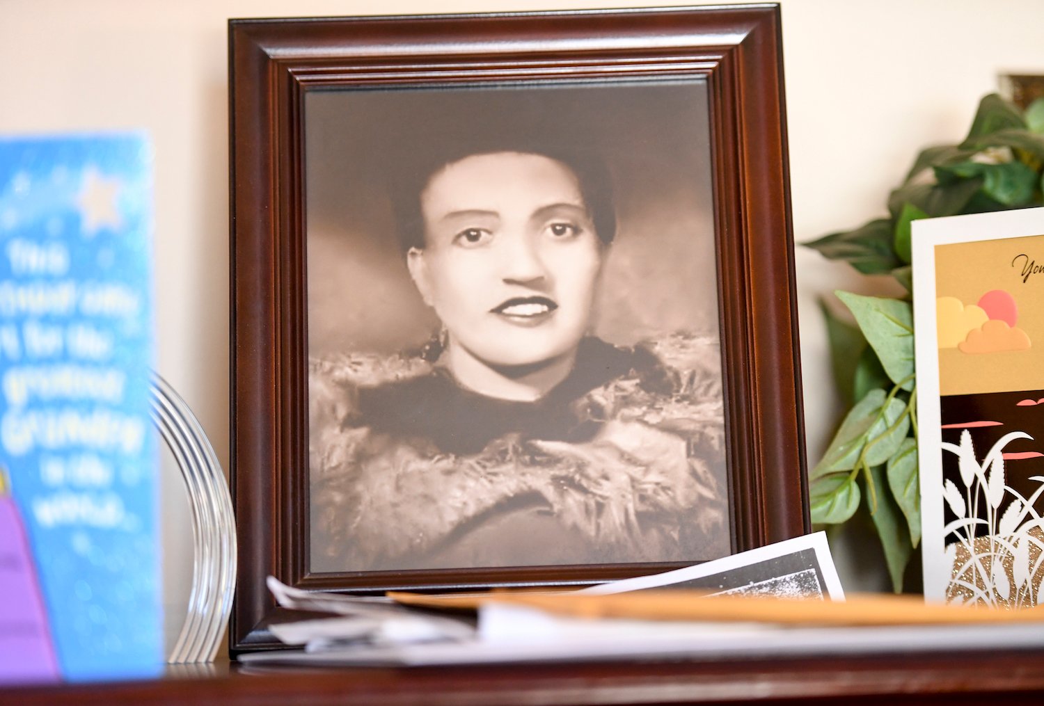 BALTIMORE, MD - MARCH 22: A photo of Henrietta Lacks, sits in the living room of her grandson, Ron Lacks, 57, n Baltimore, MD on March 22, 2017. (Photo by Jonathan Newton/The Washington Post)