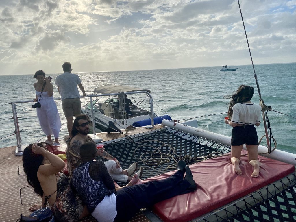 Guests on the boatride to Stiltsville. Photo by Sarah Cascone.