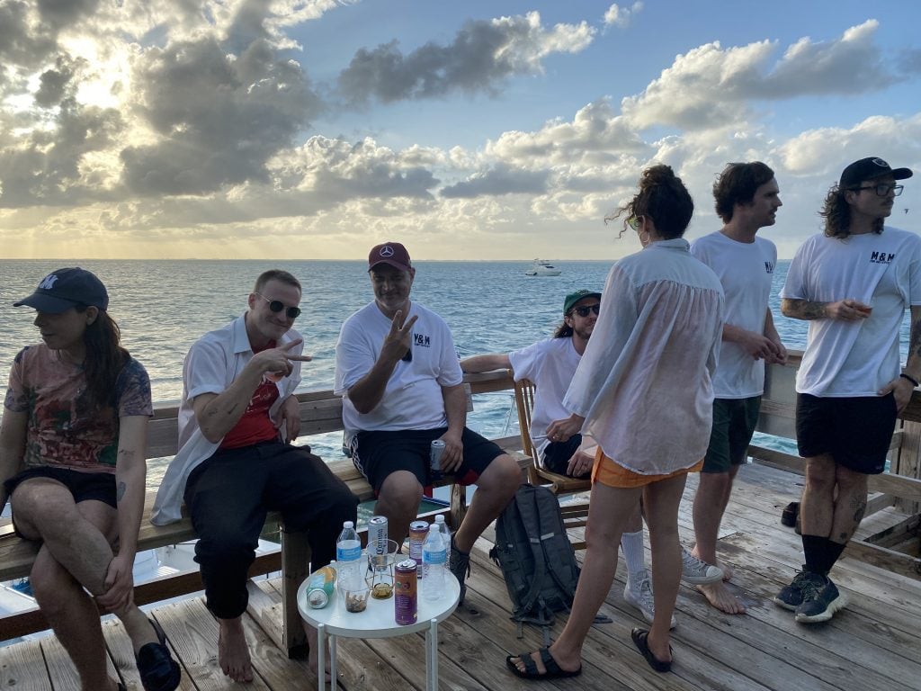 Guests at Stiltsville. Photo by Sarah Cascone. 