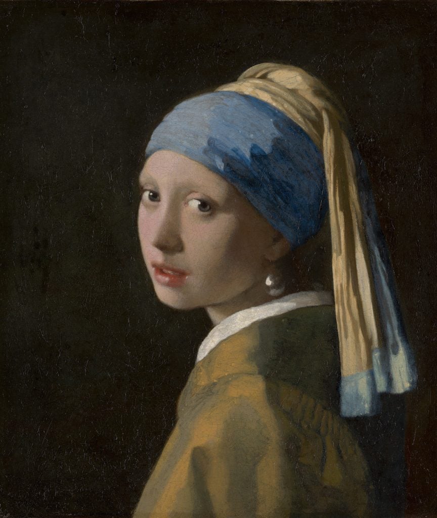 Vermeer, Ragazza con l'orecchino di perla (1664-67), Mauritshuis, L'Aia, lascito di Arnoldus Andree de Tombe, L'Aia.