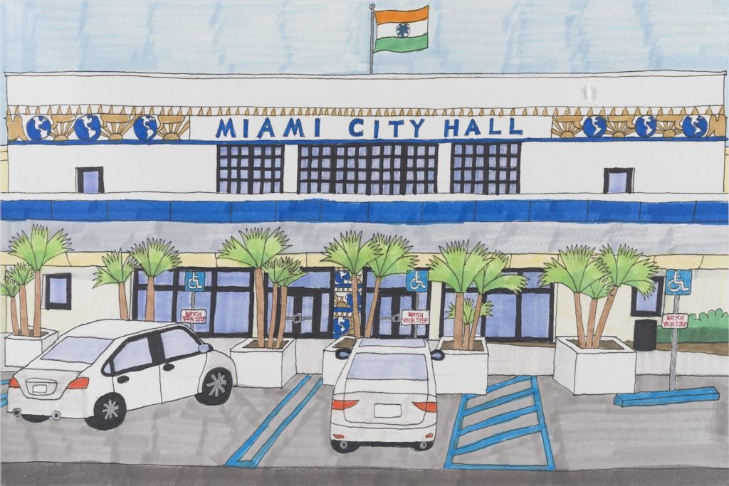 Joe Zaldivar, Miami City Hall, 3500 Pan American Drive, Miami Florida (2022). Image courtesy the artist and Tierra del Sol Gallery, Los Angeles.
