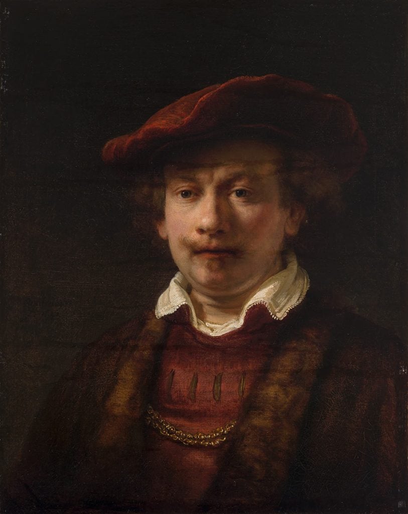 Rembrandt van Rijn or studio, Rembrandt in a Red Beret. Courtesy of the Escher in Het Paleis, The Hague.