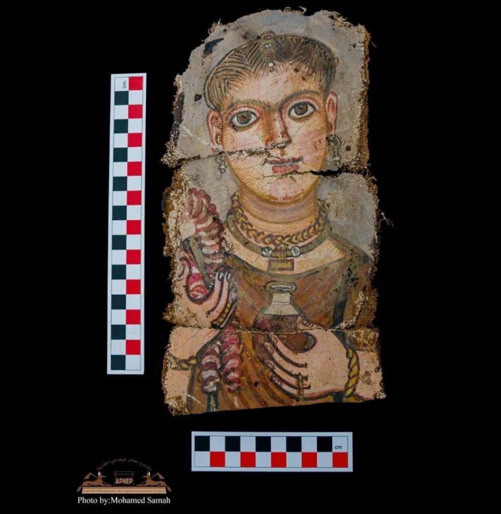 One of the newly discovered Fayoum mummy portraits. Photo: Egypt's Ministry of Tourism and Antiquities.