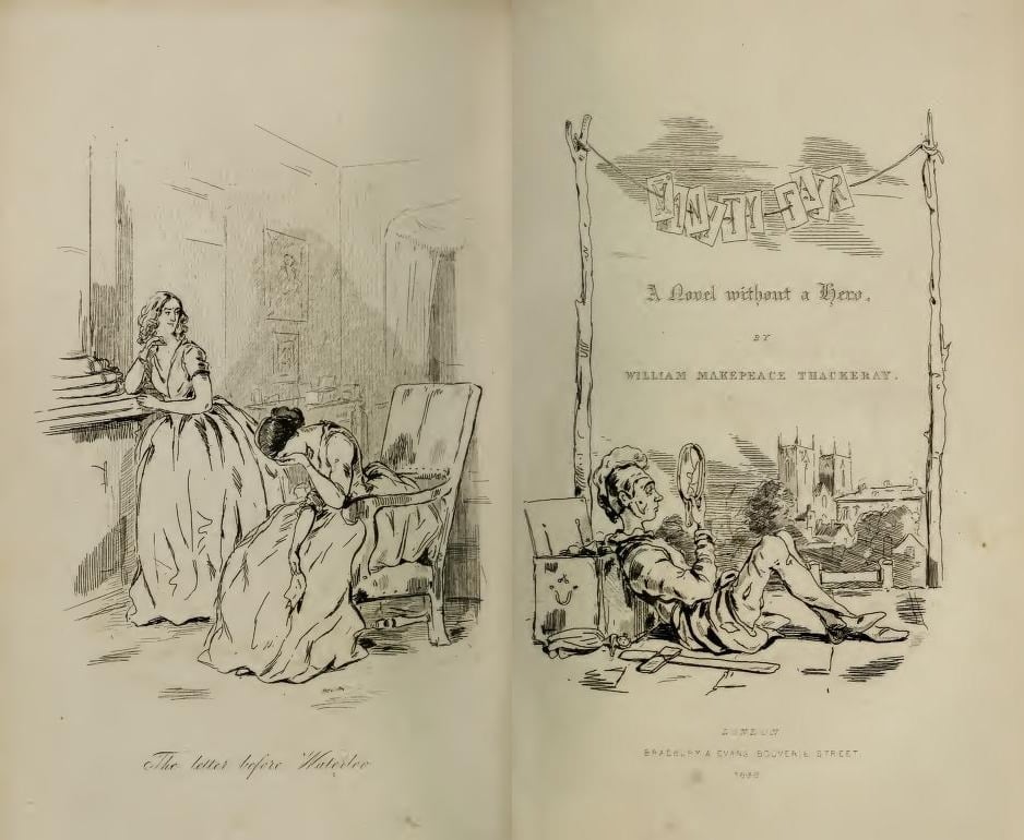 William Makepeace Thackeray, opening spread of Vanity Fair (1848).