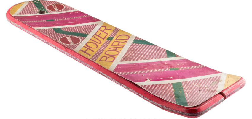 This hoverboard prop from <em>Back to the Future Part II</em> (1989) sold for $87,500 at Heritage Auctions. Photo courtesy of Heritage Auctions.