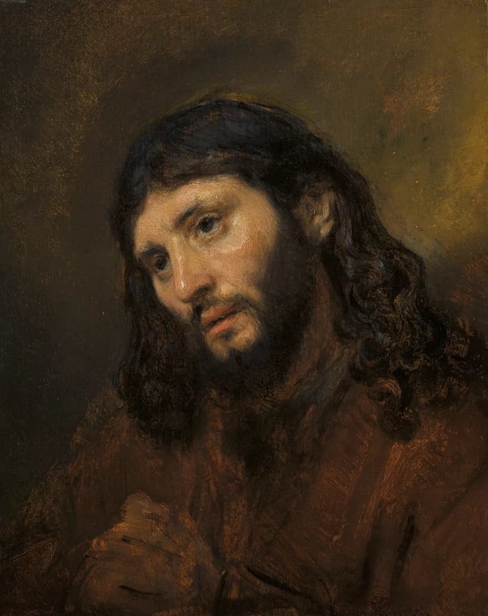 Rembrandt van Rijn, <em>Study of the Head and Clasped Hands of a Young Man as Christ in Prayer</em>. The panel painting sold for £9.5 million ($12 million) at Sotheby's London in 2018. Courtesy of Sotheby's London. 