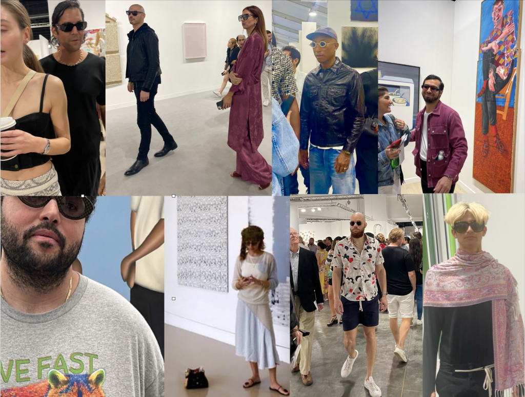 From my ongoing series “Idiots Wearing Sunglasses at Art Fairs.” Okay, so they’re not all idiots; but an affectation is an affectation, and looking at art like that is asinine even if your name is Pharrell. Photos courtesy of Kenny Schachter.