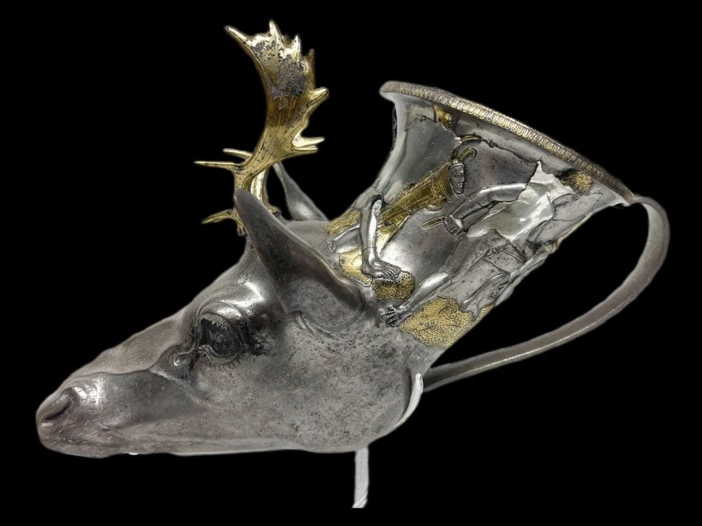 Michael Steinhardt purchased this Stag’s Head Rhyton (ca. 400 B.C.E.), a ceremonial vessel for libations, from Merrin Gallery for $2.6 million in November 1991. The U.S. repatriated the it, now valued at $3.5 million, to January in January 2022. Photo courtesy of the Manhattan District Attorney's Office. 