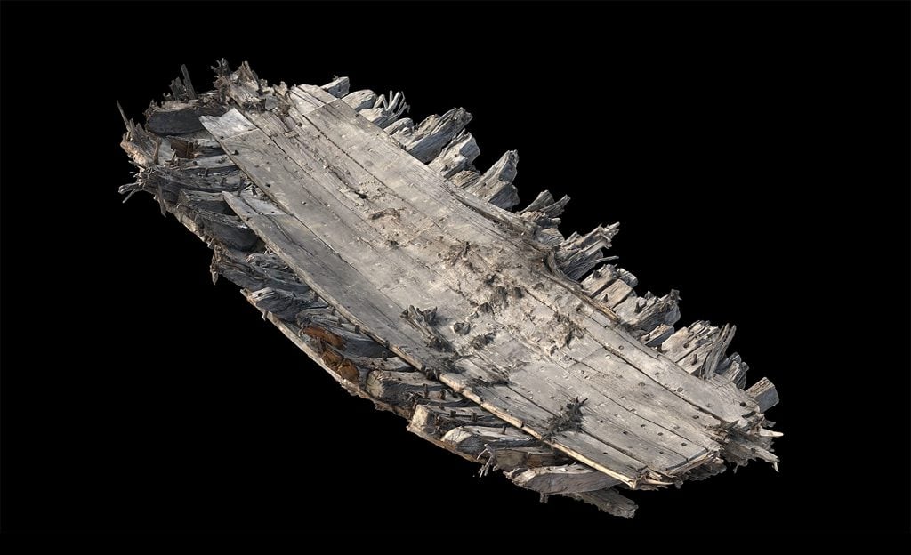 3D model still of a 16th-century ship found at a quarry in Kent. Photo: © Wessex Archaeology.