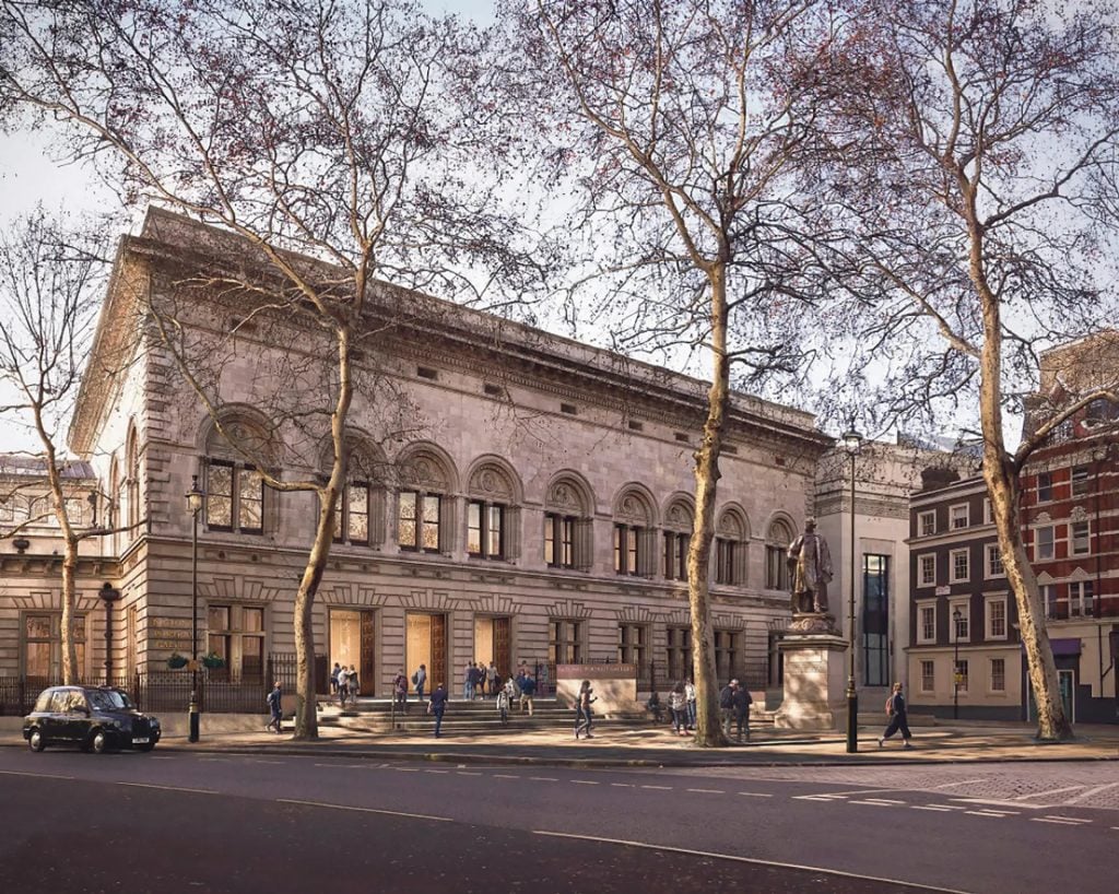 A rendering of the National Portrait Gallery' new main entrance, facing north, funded by chairperson David Ross. Image ©Jamie Fobert Architects/Forbes Massie.