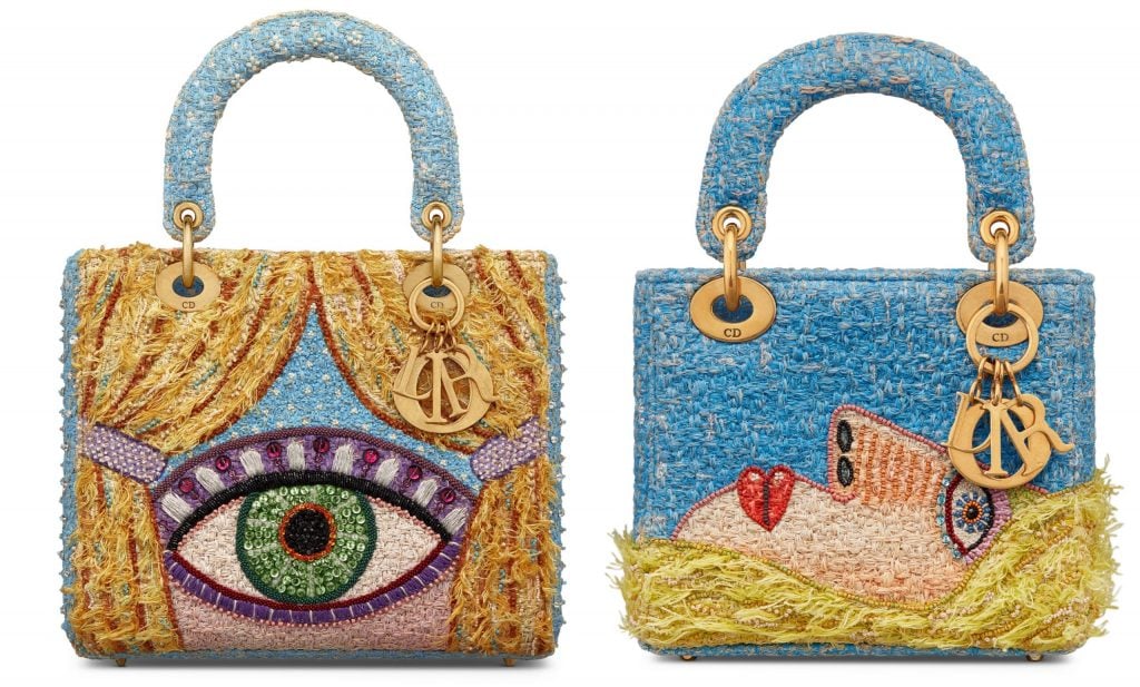 Brian Calvin's based one of his bag's off of his paintings The Backstage. The eye symbol evokes the "Eye of truth." Courtesy of Dior. 