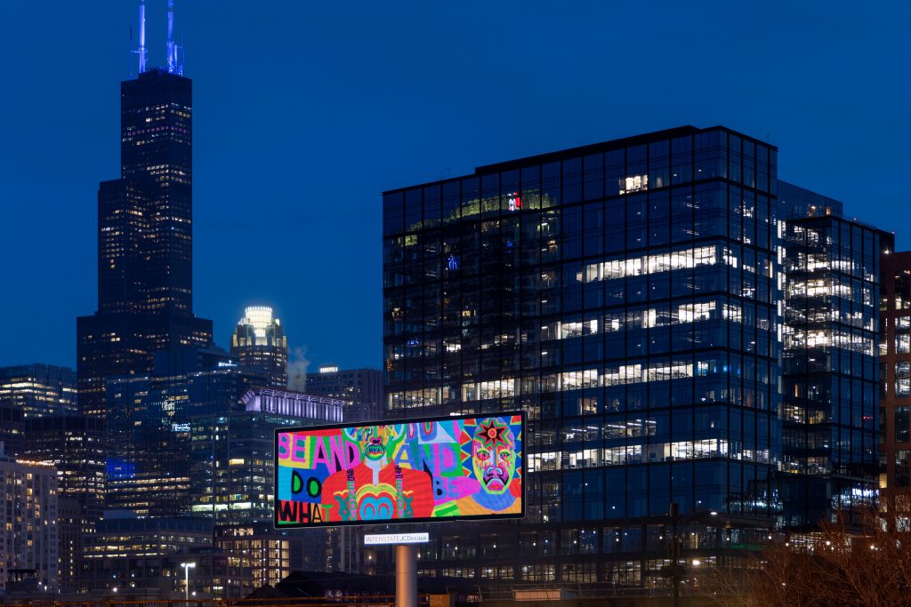 Gerald Williams's <I>Family</I> (1976) as part of OVERRIDE: A Billboard Project at Expo Chicago, 2022. Courtesy of Kavi Gupta, Chicago.