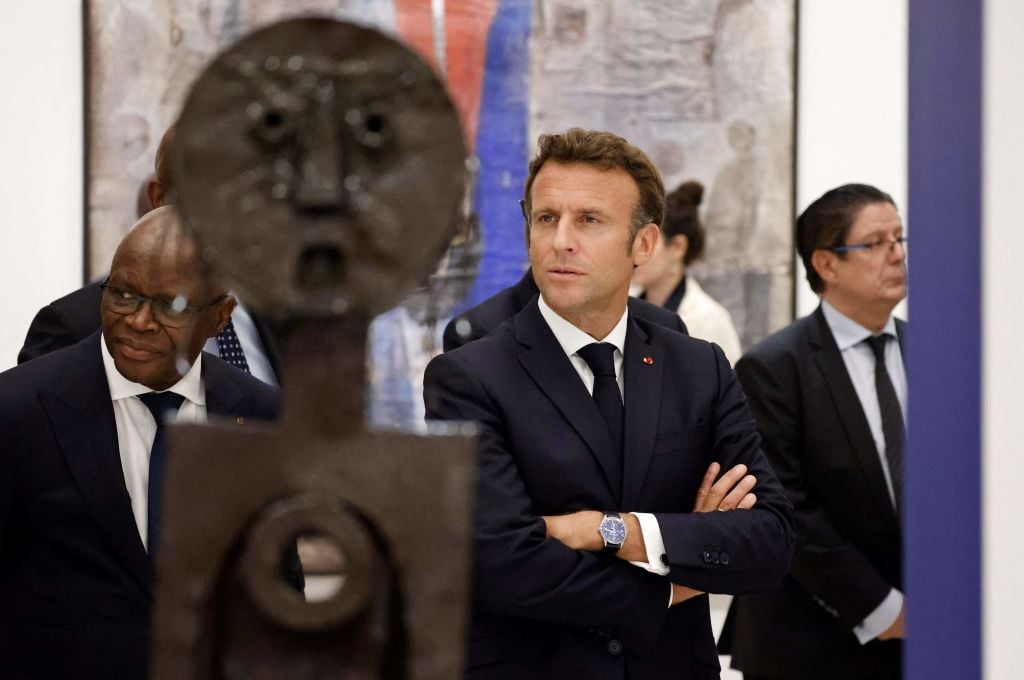 France's President Emmanuel Macron visits the exhibition 
