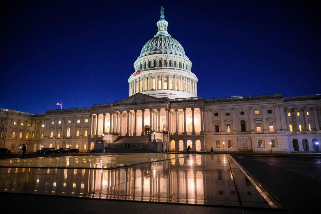 The US Capitol at dusk on January 9, 2023. (Photo by Mandel NGAN / AFP) (Photo by MANDEL NGAN/AFP via Getty Images)