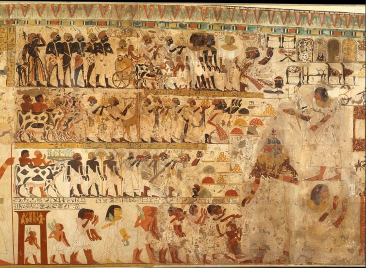 A wall painting in the Tomb of Amenhotep-Huy in Luxor, Egypt. Photo courtesy of the Instituto de Estudios del Antiguo Egipto de Madrid.
