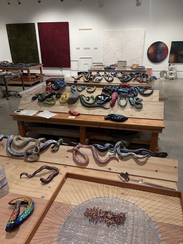 Pae White's work in her studio. Photo courtesy of the artist.