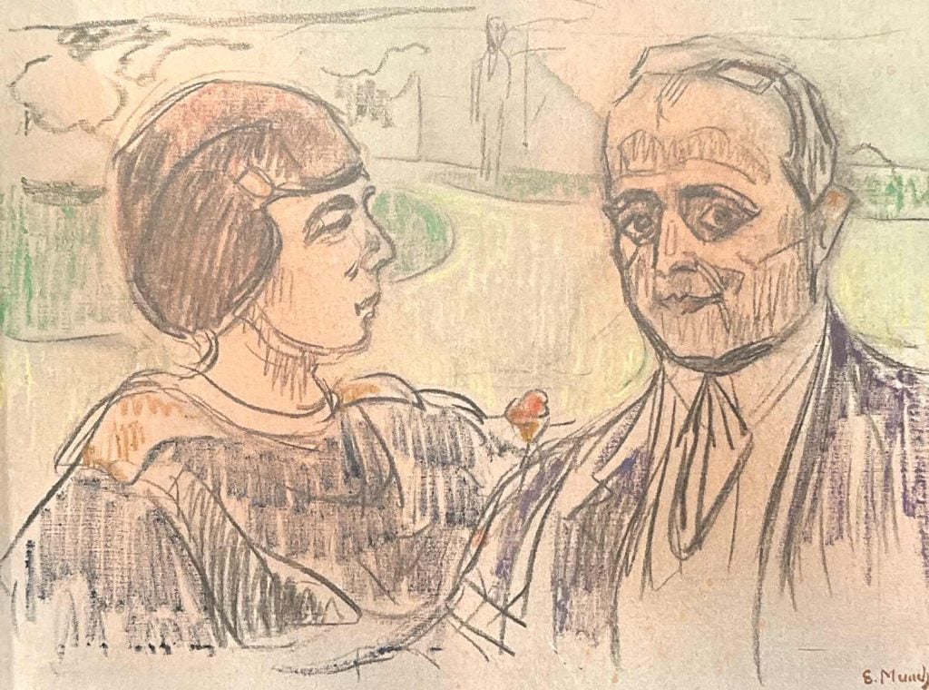 Sketch of Elsa and Curt Glaser by Munch – drawn in 1913