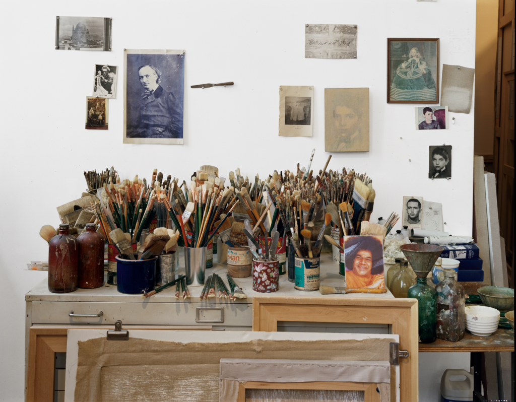 Y.Z. Kami saves all his old brushes in his Chelsea studio. Photo by Louis Heilbronn.