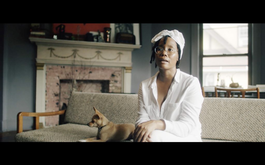 Screenshot from the trailer for The Sound She Saw, featuring Dana Scruggs.