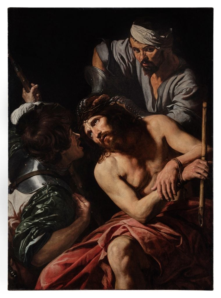 Valentin de Boulogne, <I>Christ crowned with thorns</I>. Courtesy of Sotheby's.