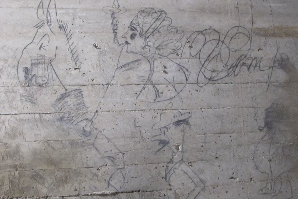 Graffiti scrawled in the undercroft of the Lincoln Memorial believed to be the work of engineers and construction workers while it was being built from 1914 to 1922. Photo courtesy of the National Park Service.