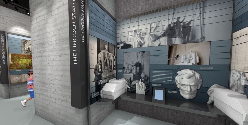 Renderings of the planned museum in the undercroft beneath the Lincoln Memorial. Courtesy of the National Park Service.