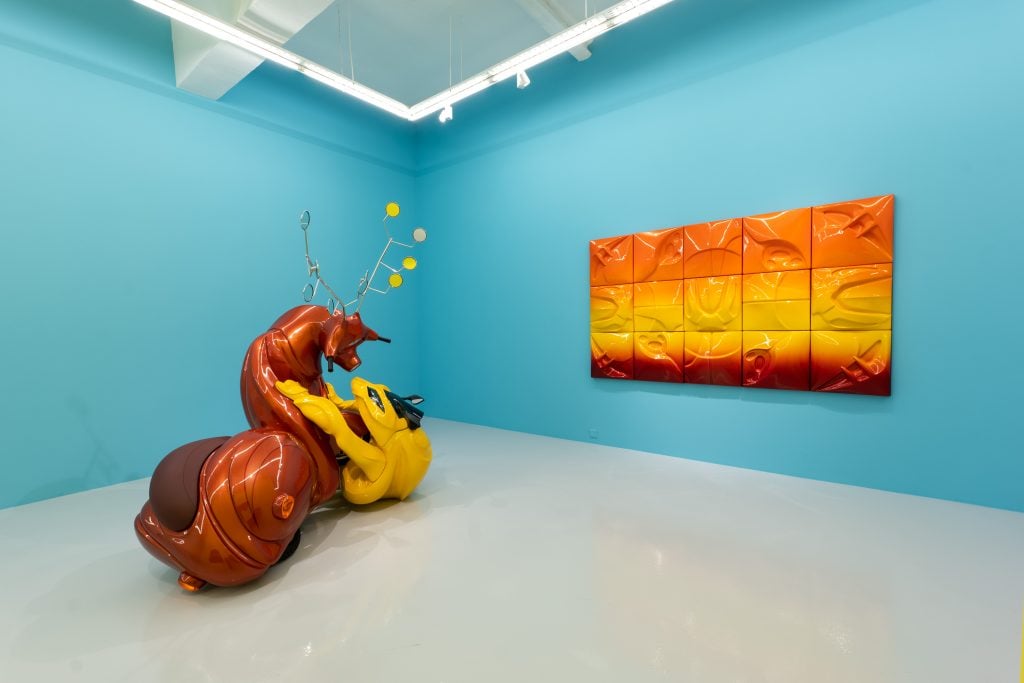 Installation view of exhibition "Tales From an Expanding World" (2023) by Patricia Piccinini at Yavuz Gallery's Singapore space in Gilman Barracks. Courtesy of the artist and the gallery. 