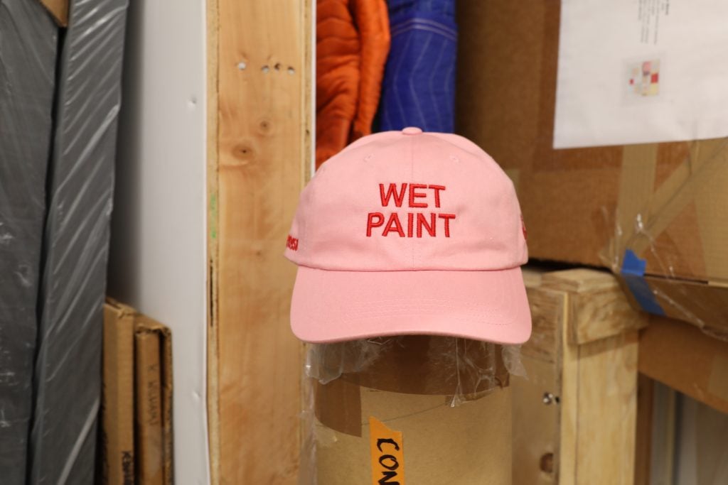 Get 'em while you can! Wet Paint hats courtesy of artist Kiko Kostadinov's brand Otto 958.