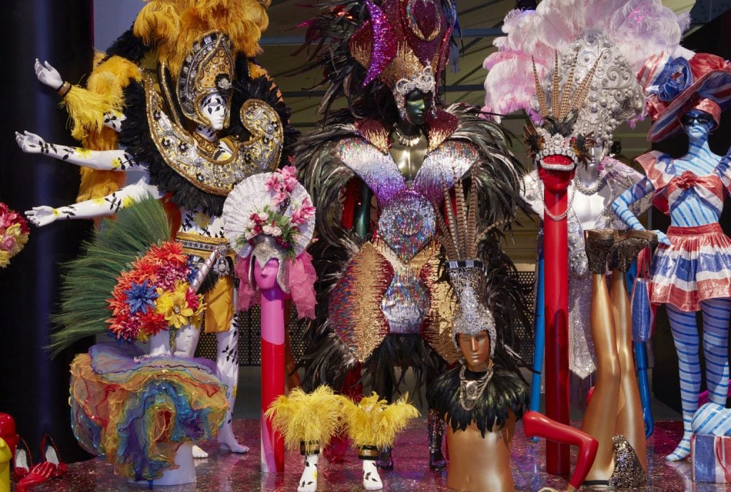 Mardi Gras costumes by Renè Rivas in "Absolutely Queer." Photo: Zan Wimberley.