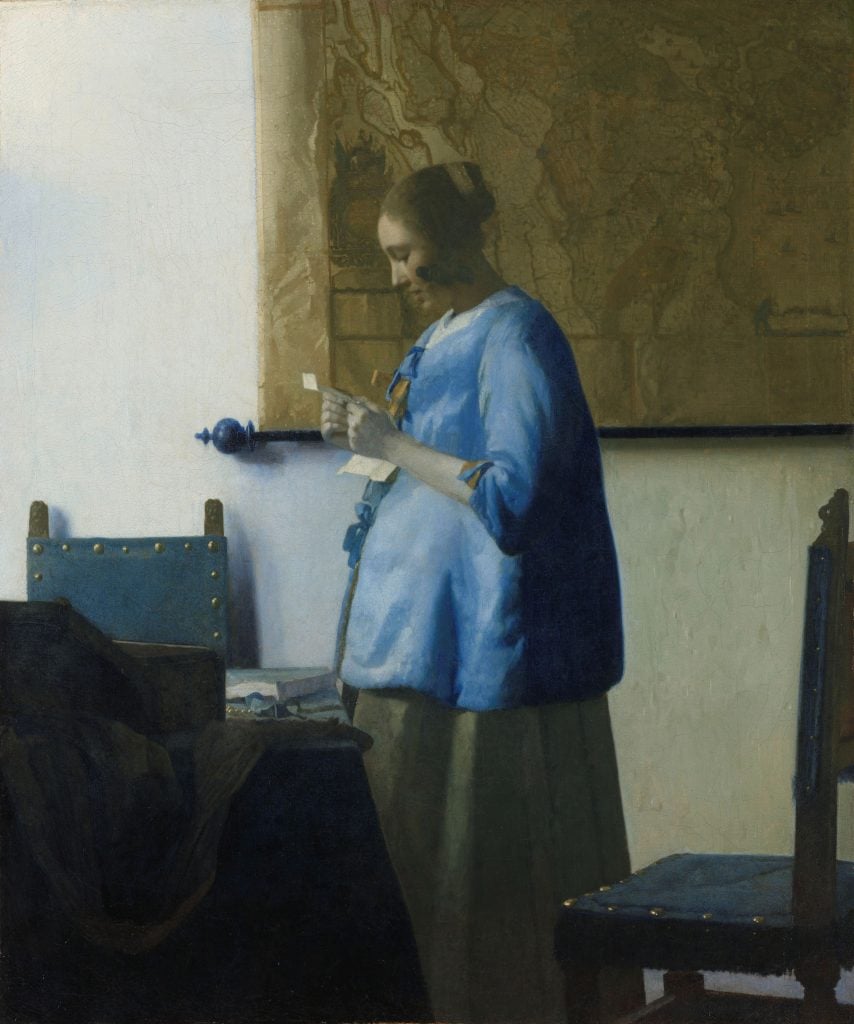 Woman in Blue Reading a Letter, Johannes Vermeer, 1662-64, oil on canvas. Rijksmuseum, Amsterdam. On loan from the City of Amsterdam (A. van der Hoop Bequest)