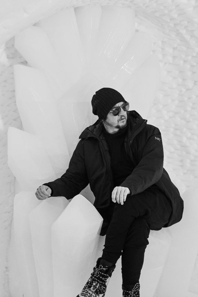 The artist Anthony James takes a breather during his Antarctica expedition. Photo: Craig McDean