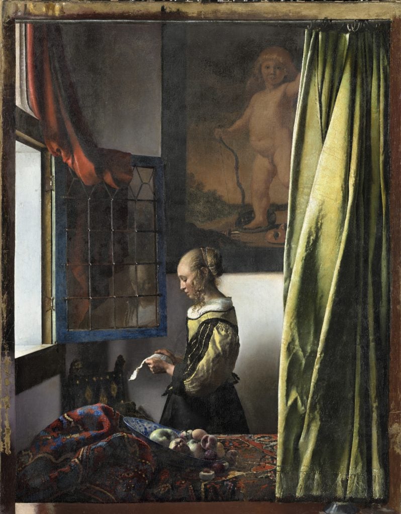 <i>Girl Reading a Letter at an Open Window</i>, Johannes Vermeer, 1657-58, oil on canvas. Gemäldegalerie Alte Meister, Dresden.