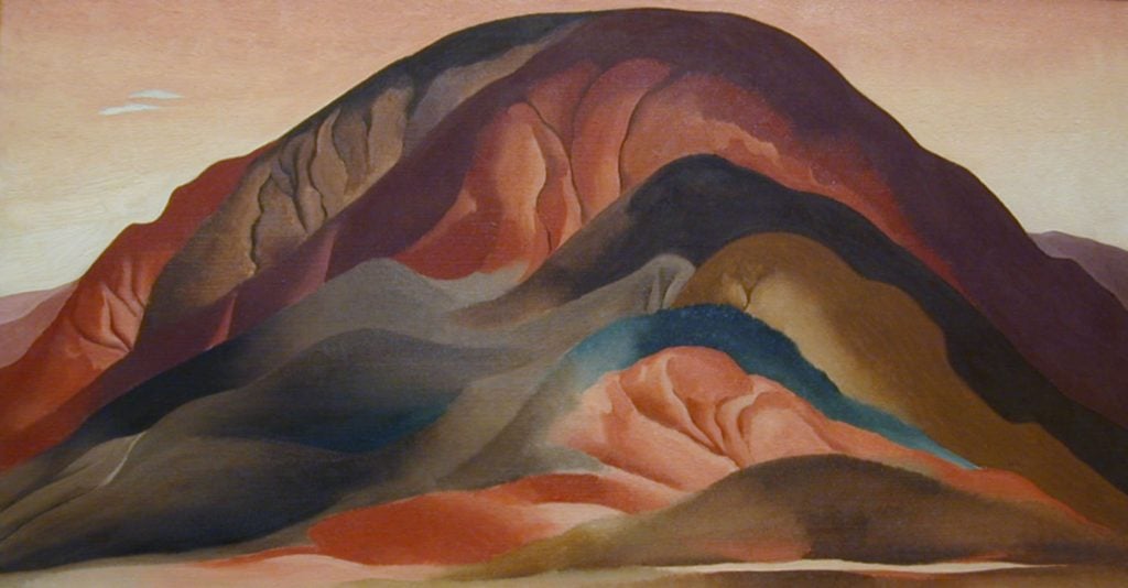 Georgia O'Keeffe, <em>Rust Red Hills</em> (1930). Collection of the Brauer Museum of Art at Indiana's Valparaiso University.