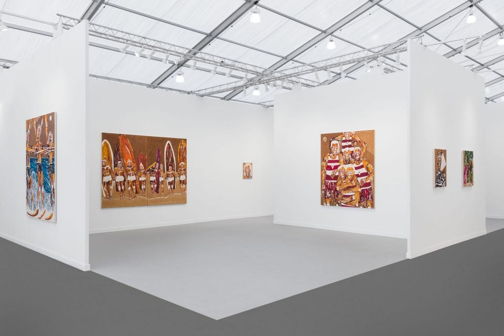 Installation view of Chase Hall solo show at David Kordansky at Frieze Los Angeles 2023. Photo by Mark Blower. Image courtesy the artist and David Kordansky.